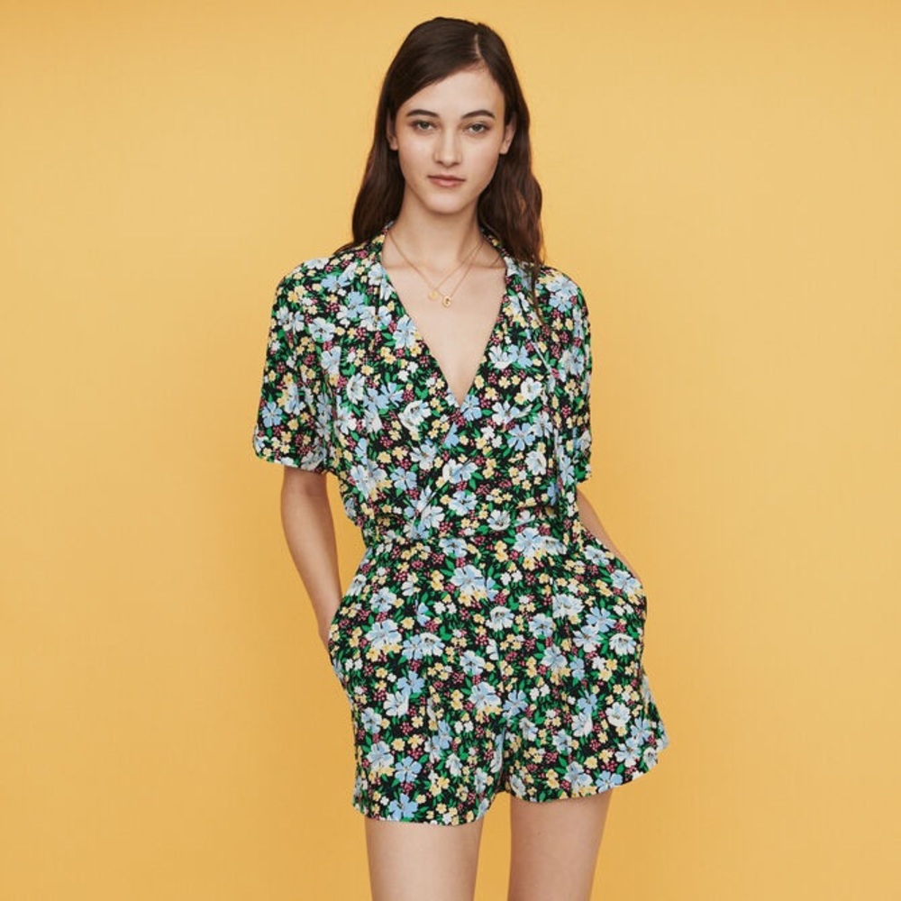 Maje Floral Print Ramper. Size: 34